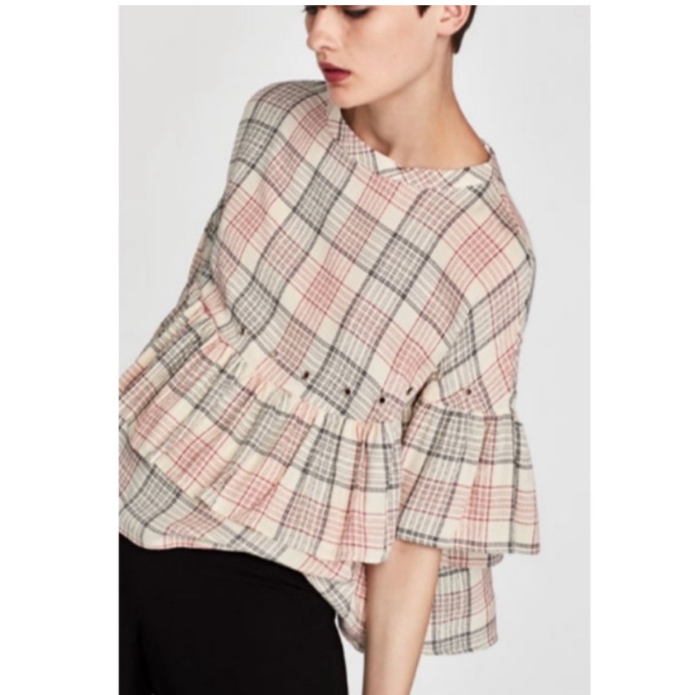 Zara Plaid Ruffle Top